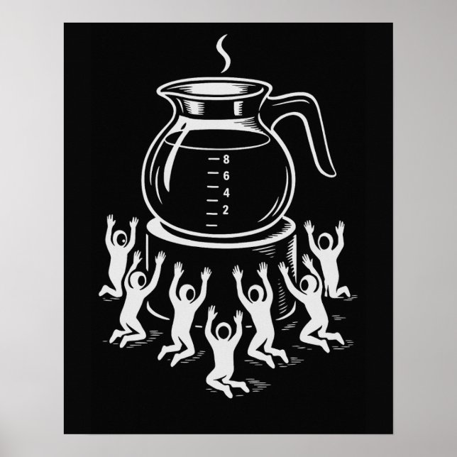 Póster Funny Retro Coffee – Worship Coffee (Frente)