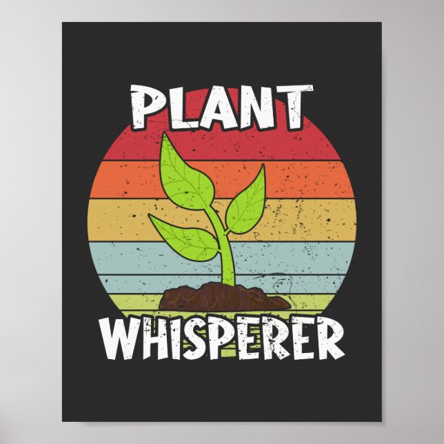 Póster Funny Retro Gardening Plant Whisperer (Frente)