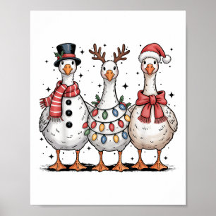 Póster Funny Retro Merry Goosemas Navidades Silly Goose X