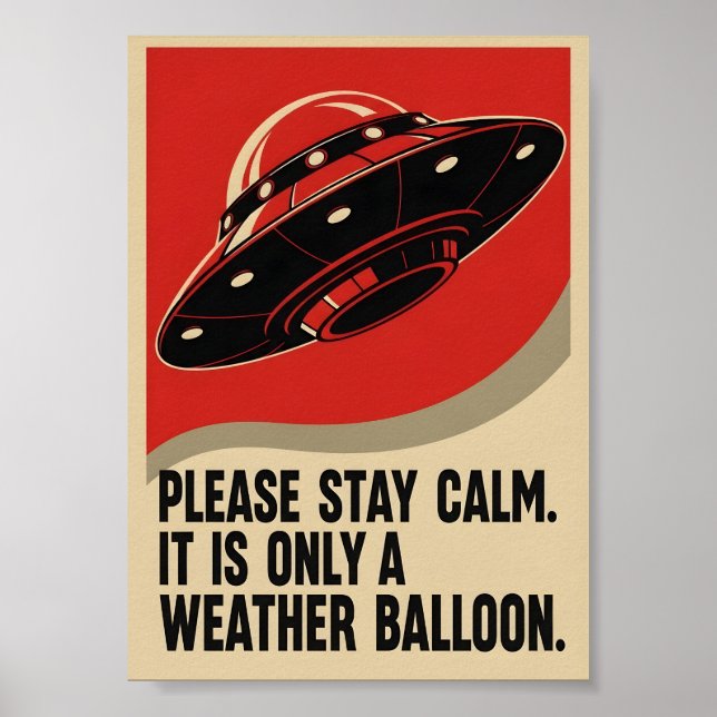 Póster Funny Retro Propaganda UFO (Frente)