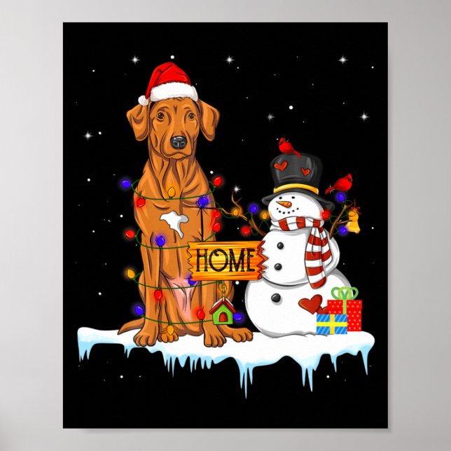Póster Funny Rhodesian Ridgeback Dog Christmas Snowman Xm (Frente)