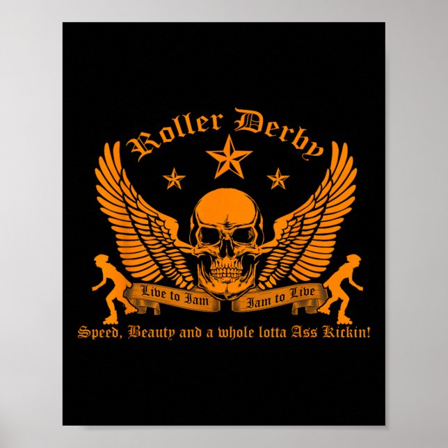 Póster Funny Roller Derby Lover Quotes Gift, Live To Jam  (Frente)
