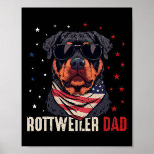 Póster Funny Rottweiler Dad Dad Usa Estrellas 4 De Julio