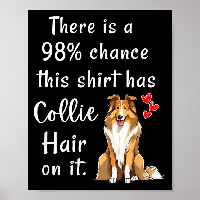 Póster Funny Rough Collies 98% Chance Shirt Has Hair Roug (Frente)
