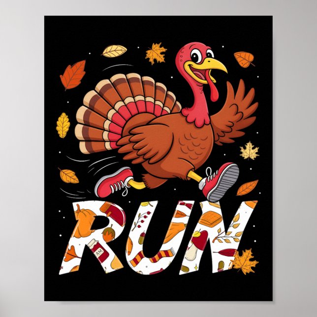 Póster Funny Run Running 5k Race Turkey Trot Thanksgiving (Frente)