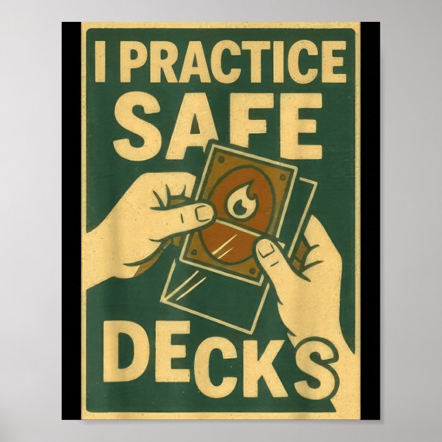 Póster Funny Safe Decks Trading Card Game Pun Humor  (Frente)