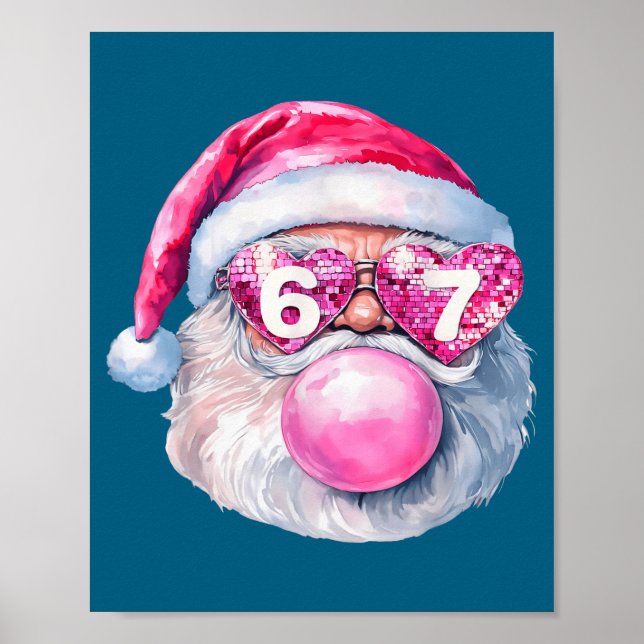 Póster Funny Santa 67 Bubblegum Nk Christmas Six Seven Me (Frente)