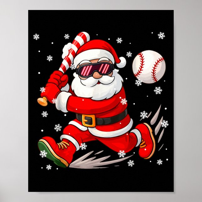 Póster Funny Santa Baseball Christmas Pajamas Xmas Men Bo (Frente)
