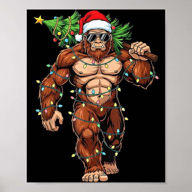 Póster Funny Santa Bigfoot Christmas Tree Christmas Crypt (Frente)