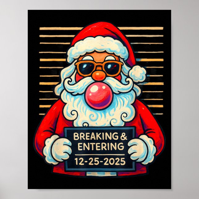 Póster Funny Santa Breaking And Entering Christmas  (Frente)