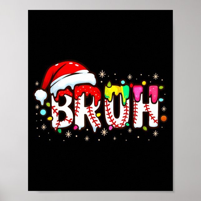 Póster Funny Santa Bruh Baseball Christmas Xmas Meme Paja (Frente)