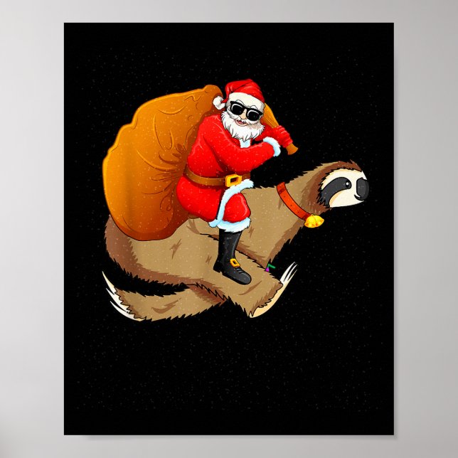 Póster Funny Santa Claus Riding Sloth Christmas Boys Men  (Frente)