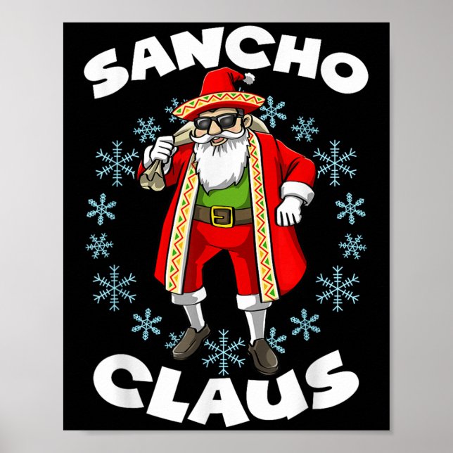 Póster Funny Santa Claus Sancho Papá Noel mexicano Chris (Frente)