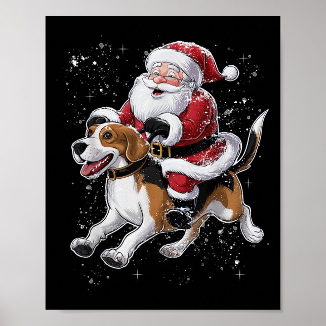 Póster Funny Santa Claus viajando con Navidades de perros (Frente)