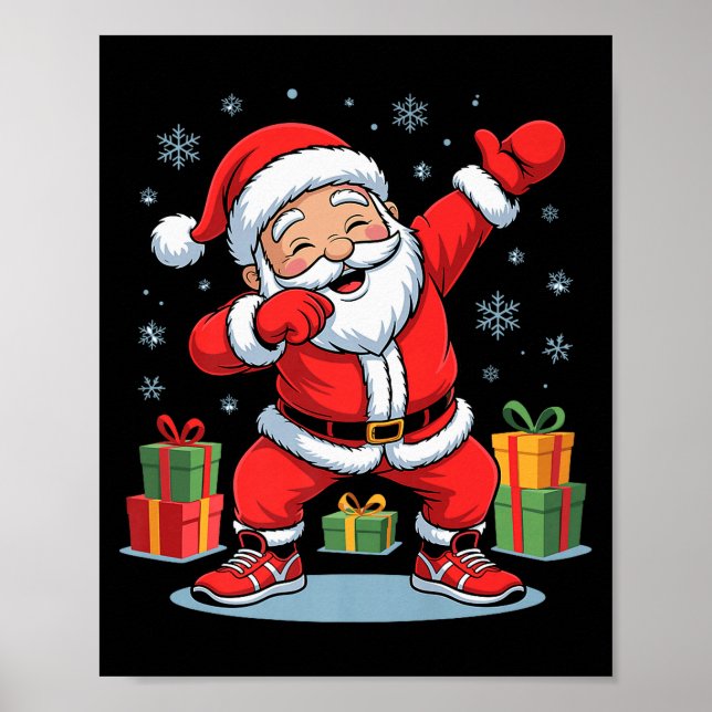Póster Funny Santa Dancing Holiday Christmas Xmas Pajama  (Frente)