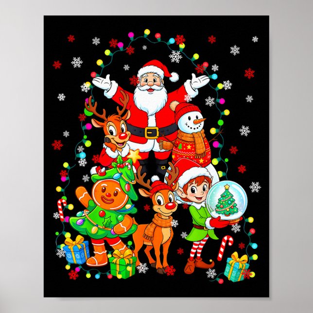 Póster Funny Santa Elf Snowman Reindeer Gingerbread Chris (Frente)