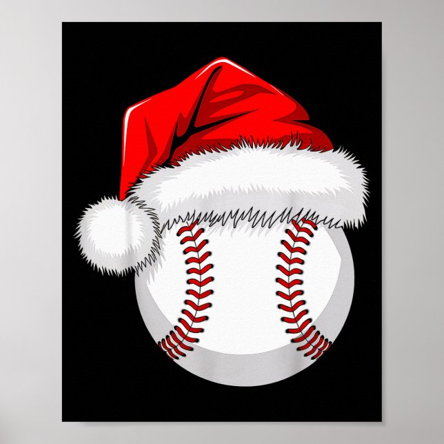 Póster Funny Santa Hat Xmas Srt Lover Christmas Baseball  (Frente)