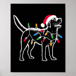 Póster Funny Santa Labrador Recuperador Navidades Luces s