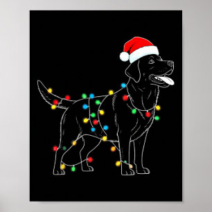 Póster Funny Santa Labrador Recuperador Navidades Luces s