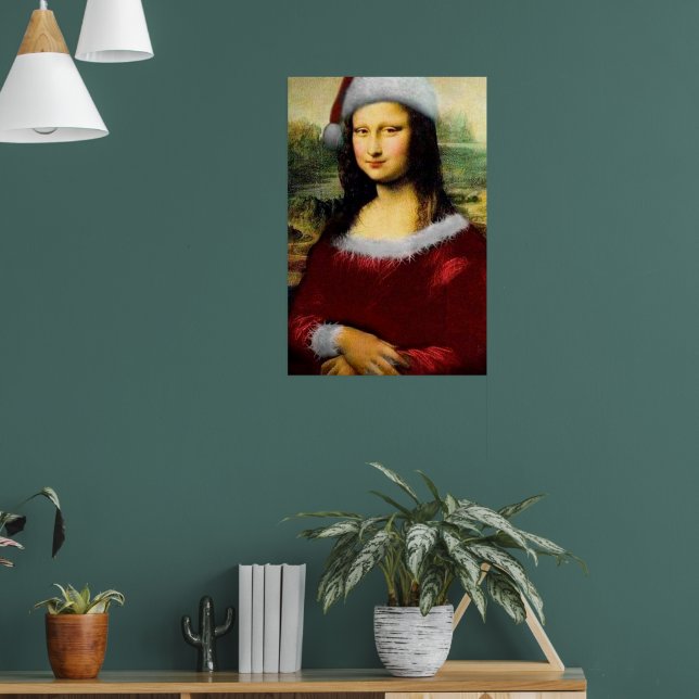 Póster Funny Santa Mona Lisa Feliz Navidad (Salón 1)
