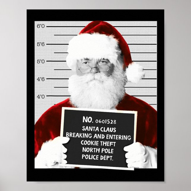Póster Funny Santa Mugshot Santa Claus Navidades encarcel (Frente)