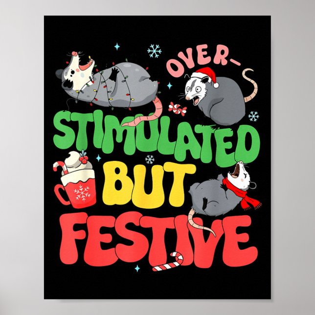 Póster Funny Santa Ossums Overstimulated But Festive Xmas (Frente)