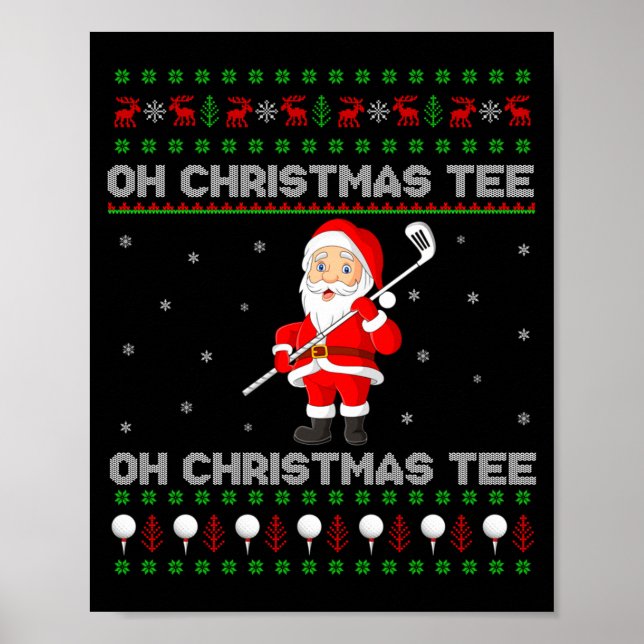 Póster Funny Santa Playing Golf Srts Christmas  (Frente)