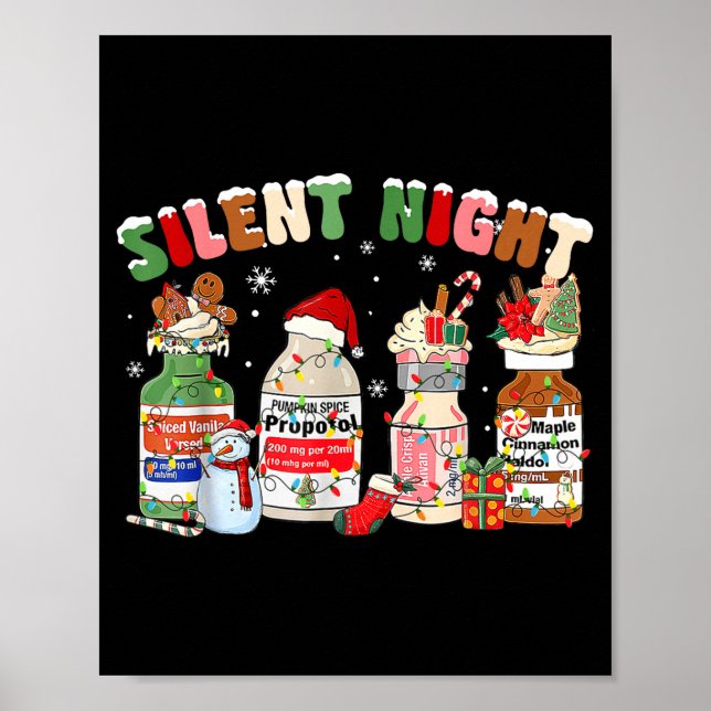 Póster Funny Santa Profol Silent Night Icu Nurses Merry C (Frente)