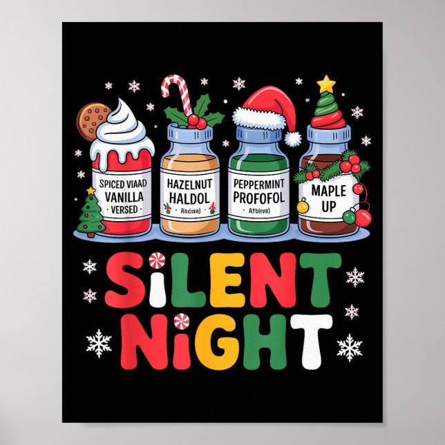 Póster Funny Santa Profol Silent Night Icu Nurses Merry C (Frente)