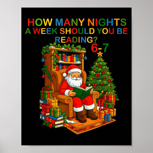 Póster Funny Santa Reading 67 Meme Tee Christmas Teacher  (Frente)