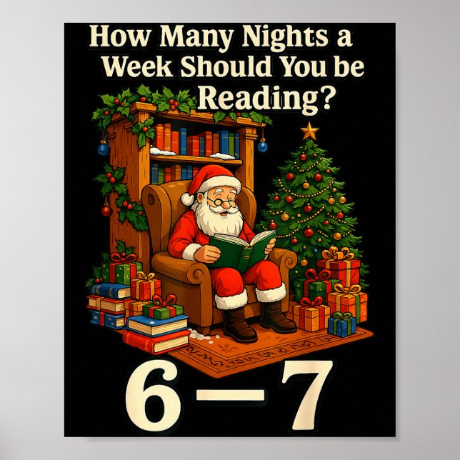 Póster Funny Santa Reading 67 Meme Tee Christmas Teacher  (Frente)