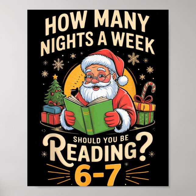 Póster Funny Santa Reading 67 Meme Tee Christmas Teacher  (Frente)