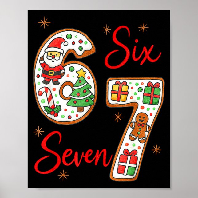 Póster Funny Santa Says Six Seven 6 7 Christmas Meme  (Frente)