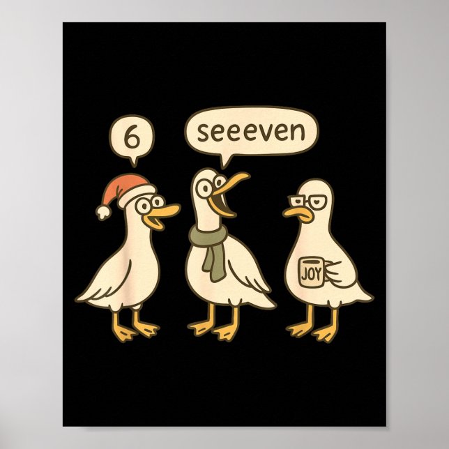 Póster Funny Santa Silly Goose 6 7 Christmas Geese Six Se (Frente)