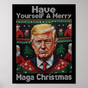Póster Funny Santa Trump se tiene una feliz Navidad