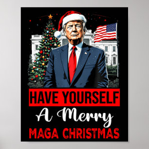 Póster Funny Santa Trump se tiene una feliz Navidad
