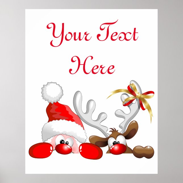 Póster Funny Santa y Personalizado de renos (Frente)