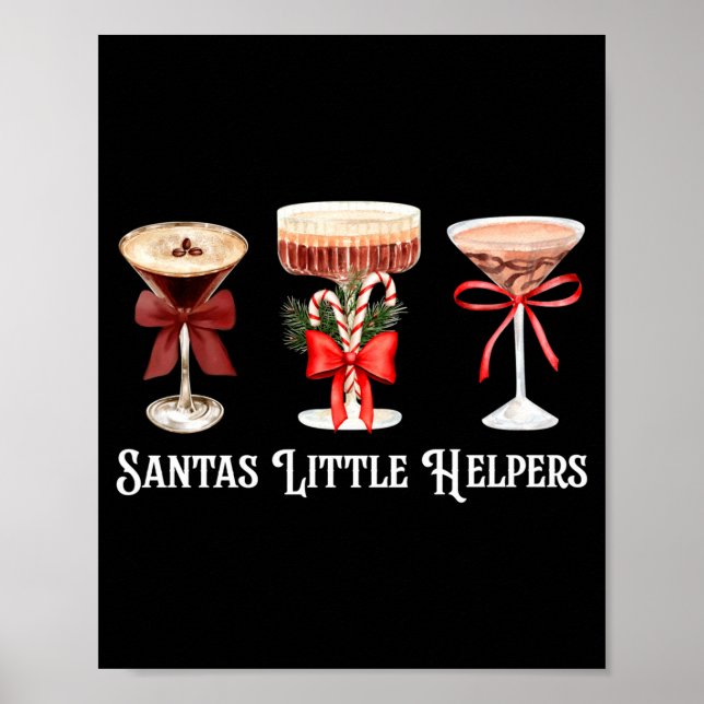 Póster Funny Santa's Little Helper Martini Tail Merry Chr (Frente)