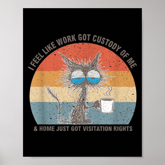 Póster Funny Sarcastic Cat I Feel Like Work Got Custody O (Frente)