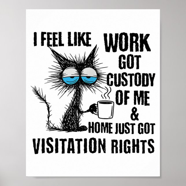 Póster Funny Sarcastic Cat I Feel Like Work Got Custody O (Frente)