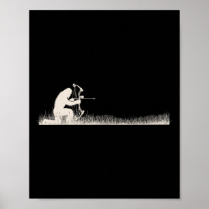 Póster Funny Sasquatch Bow Hunter Bigfoot Bow Deer Huntin