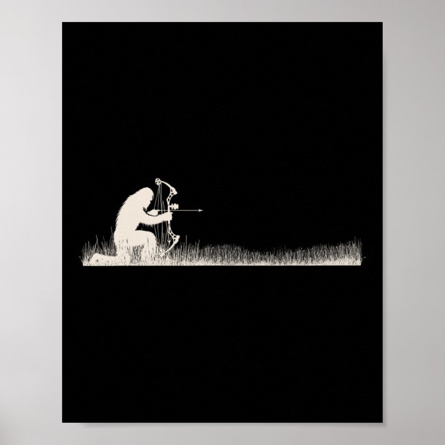 Póster Funny Sasquatch Bow Hunter Bigfoot Bow Deer Huntin (Frente)