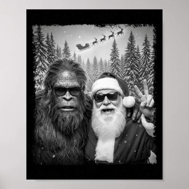 Póster Funny Sasquatch Meme Cool Selfie With Santa Christ (Frente)