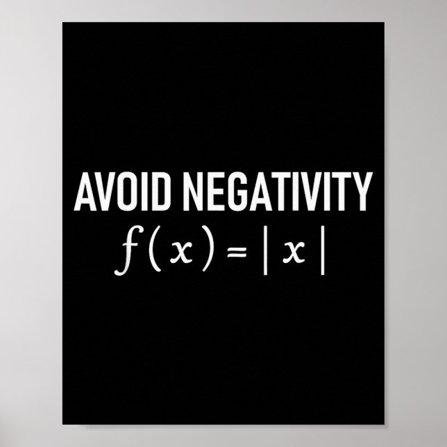 Póster Funny Saying Avoid Negativity Math Equation Men Wo (Frente)