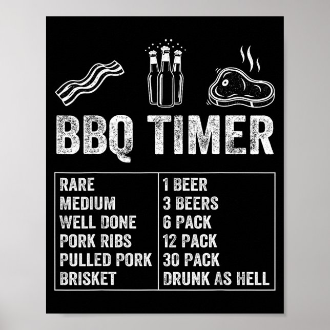 Póster Funny Saying Bbq Timer Beer Grill Dad Barbecue Dri (Frente)