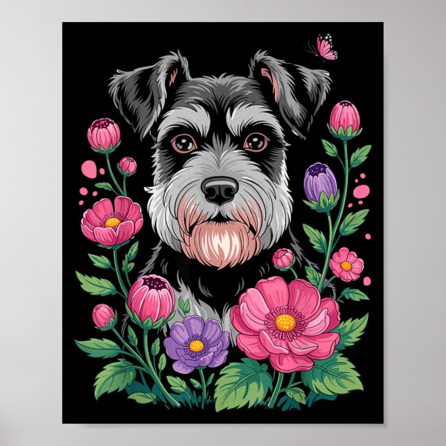 Póster Funny Schnauzer Art For Women Schnauzer Dog Lover  (Frente)