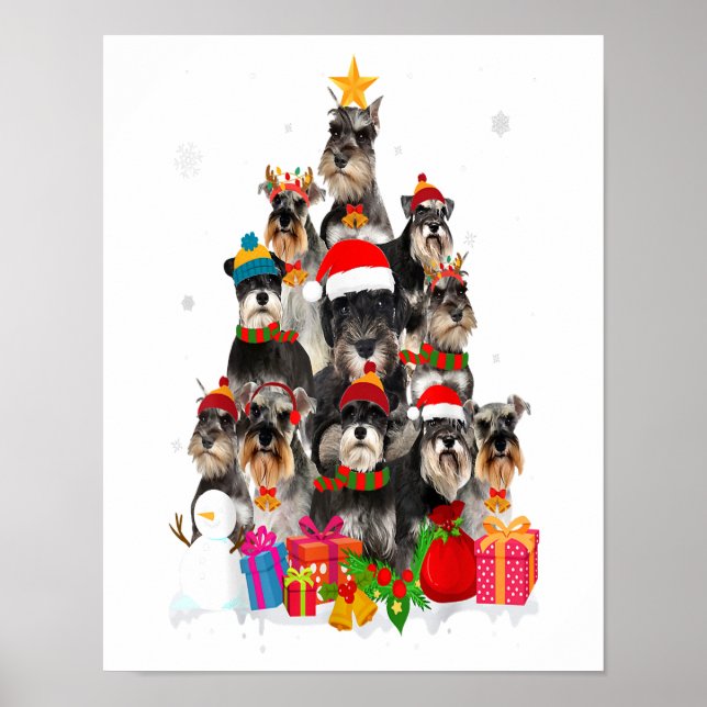 Póster Funny Schnauzer Christmas Tree Pet DOG Lover Gift (Frente)