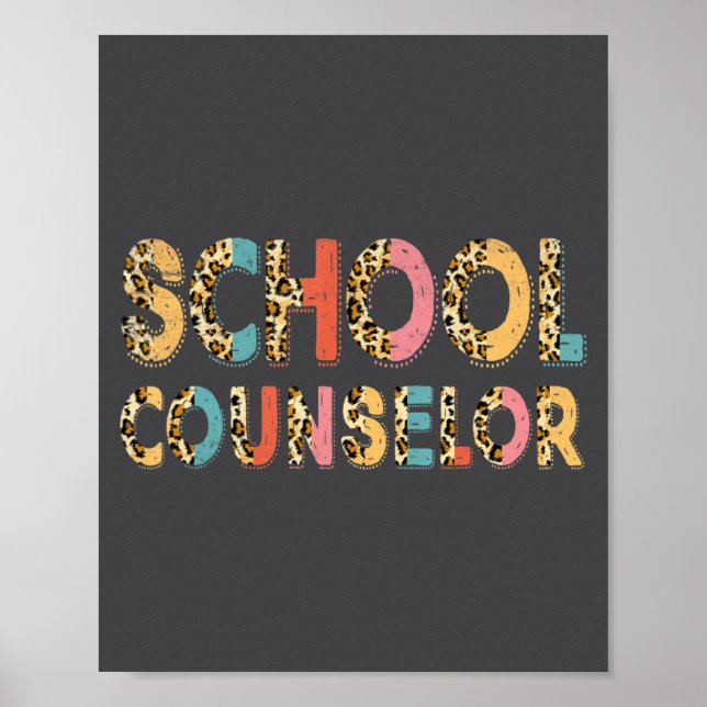 Póster Funny School Counselor Teacher Leopard School Coun (Frente)