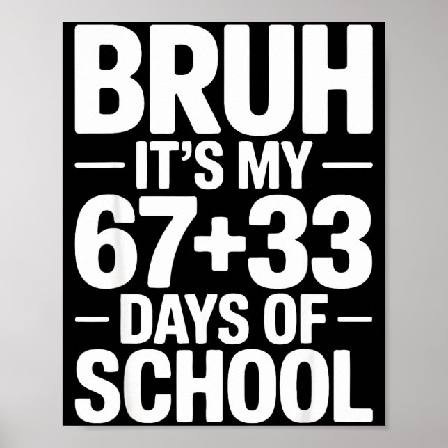 Póster Funny School Countdown Saying Bruh Its My 67 33  (Frente)