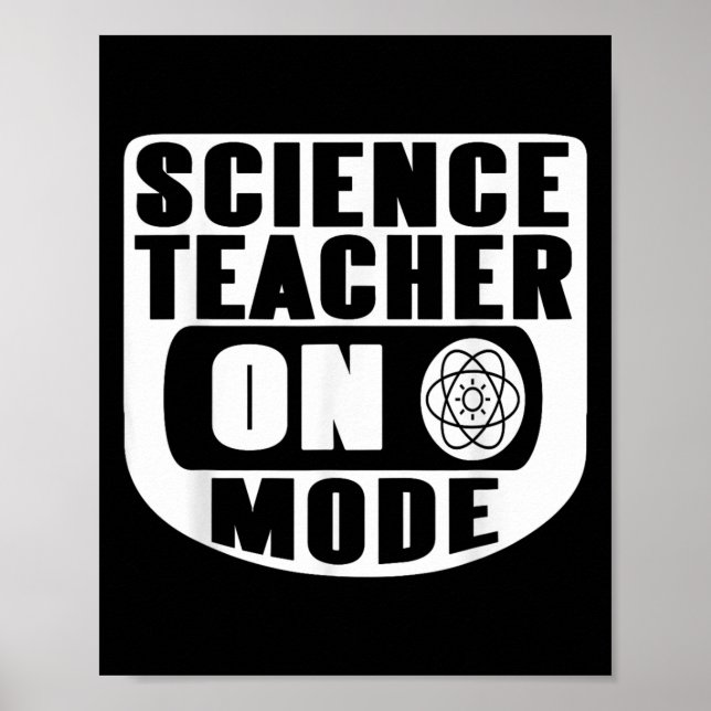 Póster Funny Science Teacher On Mode Activated With Atom  (Frente)